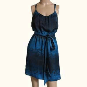 REBECCA TAYLOR Blue Printed Mini Slip Dress